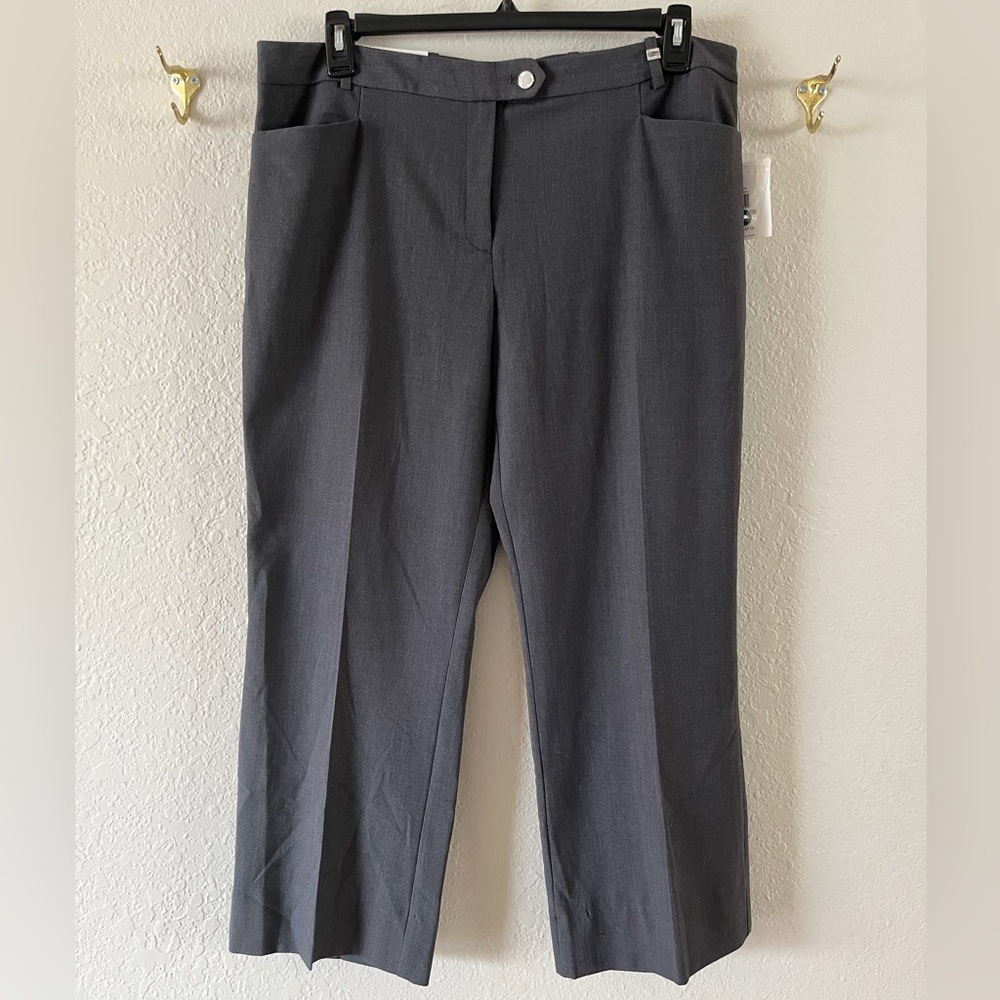 NWT Calvin Klein Modern Fit Gray Trouser Pants Women’s 14 Office Slight Crop